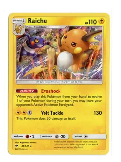 Raichu 41/147 Holo Rare Holo SM - Burning Shadows Pokemon LP - Image 1