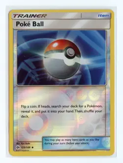 Poke Ball 125/149 Uncommon Reverse Holo SM Base Set Pokemon LP - Image 1