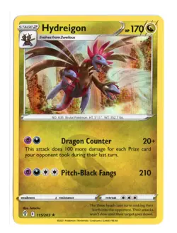 Hydreigon 115/203 Holo Rare Holo SWSH07: Evolving Skies Pokemon LP - Image 1