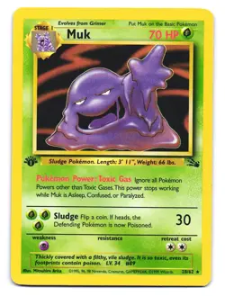 Muk 28/62 Rare Fossil Pokemon 1st Edition HP - Image 1