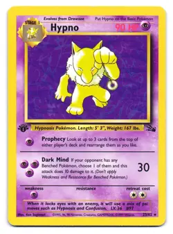 Hypno 23/62 Rare Fossil Pokemon 1st Edition HP - Image 1