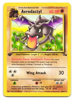 Aerodactyl 16/62 Rare Fossil Pokemon 1st Edition HP - Image 1