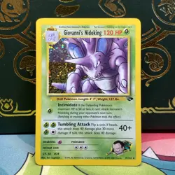 Giovanni's Nidoking 7/132 Holo Rare Gym Challenge Pokemon Holo SWIRL LP - Image 1