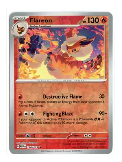 Flareon 136/165 Rare Reverse Holo SV: Scarlet & Violet 151 Pokemon LP - Image 1
