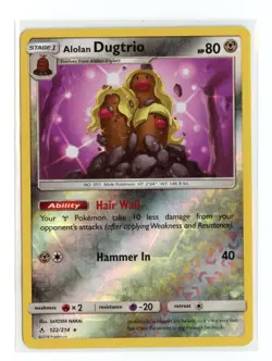 Alolan Dugtrio 122/214 Rare Reverse Holo SM - Unbroken Bonds Pokemon LP - Image 1