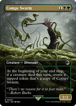 1x BORDERLESS COMPY SWARM - Jurassic Park - MTG Magic the Gathering - Image 1