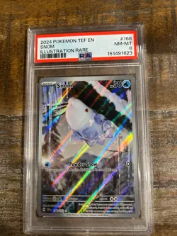POKEMON 2024 Temporal Forces Illustration Rare SNOM #168 PSA 8 RARE - Image 1