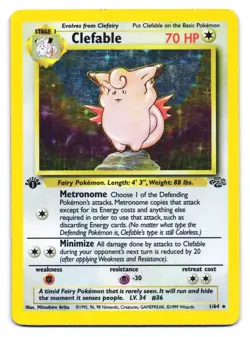 Clefable 1/64 Holo Rare Jungle Pokemon 1st Edition HP - Image 1