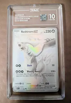 Reshiram EX 173/086 White Flare Holo Black White Rare EN 2025 - TAG 10 Gem Mint - Image 3