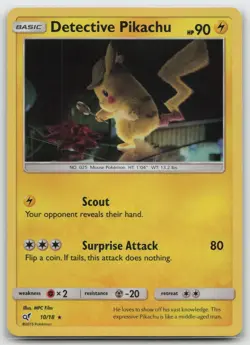 Detective Pikachu Holo Rare Detective Pikachu 10 Near Mint Pokemon - Image 1