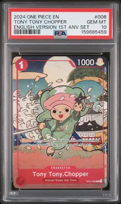 2024 ONE PIECE ENGLISH VERSION 1ST ANNIVERSARY SET #006 TONY TONY CHOPPER PSA 10 - Image 1