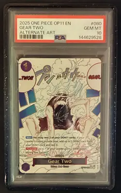 2025 ONE PIECE ENGLISH OP11-080 GEAR TWO ALT ART PSA 10 - Image 1