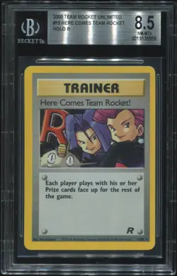 Here Comes Team Rocket! 15/82 Team Rocket Holo Pokemon TCG WOTC Vintage BGS 8.5 - Image 2