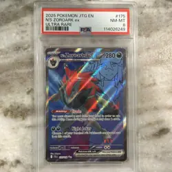 2025 POKEMON JTG EN-JOURNEY TOGETHER 175 N'S ZOROARK EX ULTRA RARE PSA 8 NM-MT - Image 1