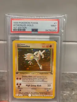 Pokemon TCG Hitmonlee Fossil 1st Edition Holo Rare 7/62 PSA 9 - Image 1