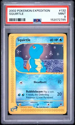 2002 Pokemon Expedition 132 Squirtle PSA MINT 9 - Image 1