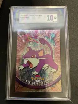 SGC 10 Rattata Topps Chrome #19 Pokemon TV Holo Foil 2000 Graded Gem Mint - Image 1