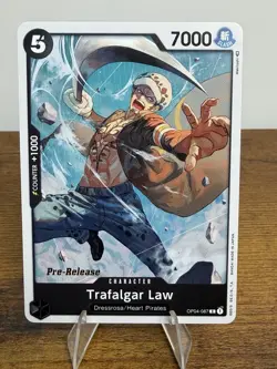 ONE PIECE PRE-RELEASE CARDS - OP04-087 Trafalger Law - Judge - Gold Stamped - Image 1
