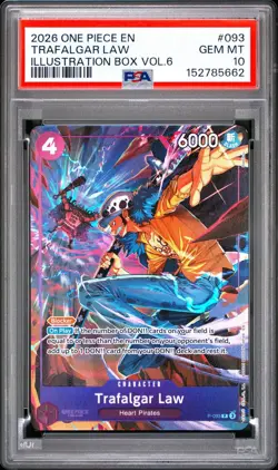 2026 ONE PIECE PROMOS ILLUSTRATION BOX VOL.6 #093 TRAFALGAR LAW PSA 10 - Image 1