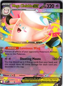 Mega Clefable ex 072 Holo Promo ME: Mega Evolution Promo Pokemon Holo Near Mint - Image 1