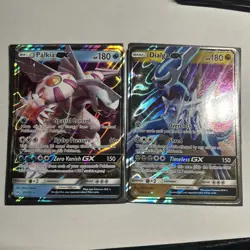 ULTRA RARE Palkia GX + Dialga GX Pokemon SM Ultra Prism TCG 100/156 101/156 - LP - Image 1
