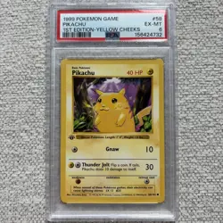 1999 Pokemon 1st Edition 58 Pikachu Yellow Cheeks PSA 6 - Image 1