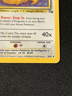 Pokemon TCG Fossil Dragonite 4/62 Holo Rare 1999 Wizards 100 HP Stage 2 - Image 3