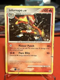 Infernape 5/130 Holo Rare Diamond & Pearl Pokemon Heavily Played w/ Hand Swirl - Image 1