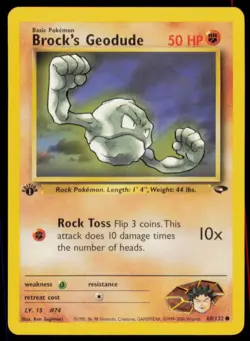 Brock's Geodude 68/132 Common Gym Challenge Pokemon 1st Edition Lightly Played - Image 1