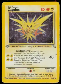 Zapdos 15/62 Holo Rare Fossil Pokemon 1st Edition Holo Heavily Played - Image 1