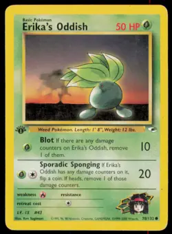 Erika's Oddish 78/132 Common Gym Heroes Pokemon 1st Edition Heavily Played - Image 1