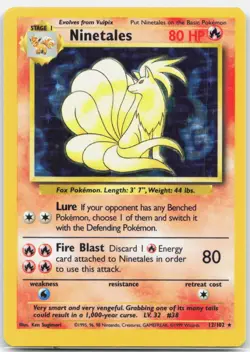 Ninetales 12/102 Holo Holo Rare Base Set Unlimited Pokemon Near Mint - Image 1