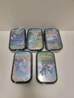 Pokemon Shining Fates Mini Tin Complete Set of 5 Zarude Manphy Kyogre Celebi - Image 1