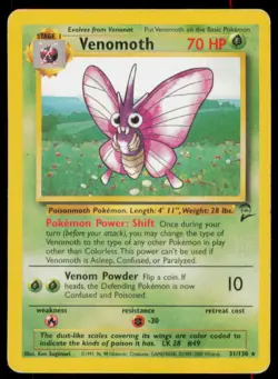 Venomoth 31/130 Rare Base Set 2 Pokemon Heavily Played - Image 1