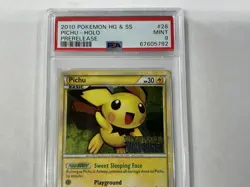 2010 Pokemon Heart Gold Soul Silver Pichu Prerelease Holo Stamped PSA 9 Mint - Image 4