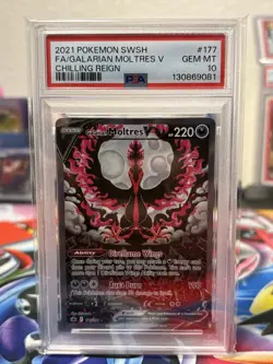2021 Pokemon SWSH Chilling Reign — Galarian Moltres V Alt Art — 177/198 — PSA 10 - Image 1