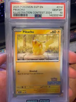 2025 POKEMON SVP EN-SV BLACK STAR PROMO ILLUSTRATION CONTEST 2024 PIKACHU PSA 10 - Image 1
