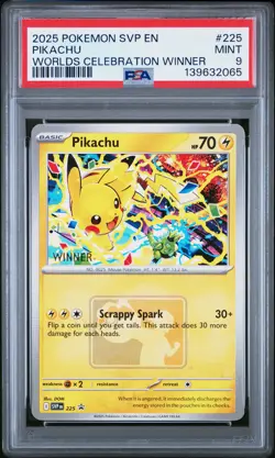 Pikachu 225 Worlds Celebration Tournament Winner Pokemon PSA 9 - Image 1
