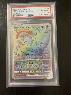 Pokemon Mewtwo VSTAR Secret Rare 079/078 GO Holo Full Art PSA 10 2022 - Image 1
