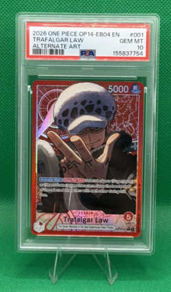 One Piece Trafalgar Law Alt Art OP14-001 The Azure Seas Seven PSA 10 GEM MINT 💎 - Image 1