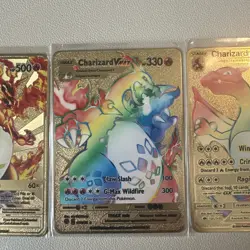 3 PCs Charizard HP310 Gold Metal Pokemon Card-Collectible Gift Display Set - Image 3