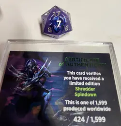 Shredder serialized Spindown Dice Sirius 424/1599 MTG TMNT - Image 2