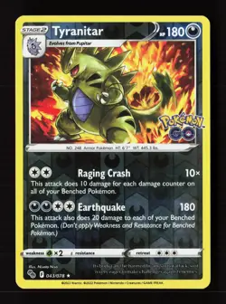 Tyranitar 043/078 Holo Rare Pokemon GO Pokemon Reverse Holo Near Mint - Image 1