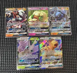 Pokemon TCG 5-Card Lot Sun & Moon Lycanroc Whimsicott Guzzlord GX Holo EN - Image 1