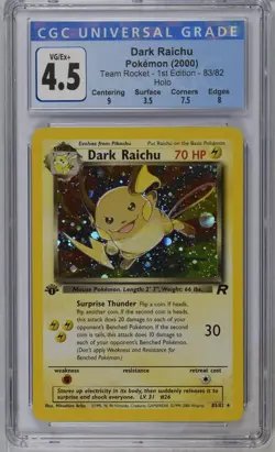 *POP 10* CGC 4.5 Dark Raichu Holo Team Rocket 1st Edition Secret 83/82 Pokemon - Image 1