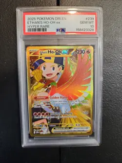 2025 POKEMON DRI EN-DESTINED RIVALS HYPER RARE #239 ETHAN'S HO-OH EX PSA 10 - Image 1