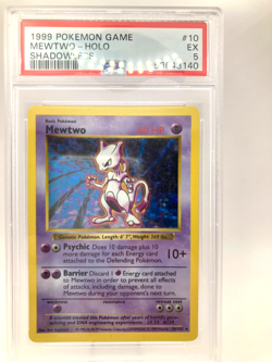 PSA 5 - Pokemon MEWTWO - Shadowless Base Set Holographic Holo Rare - 10/102 NICE - Image 1