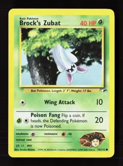 Brock's Zubat 74/132 Common Gym Heroes Pokemon Unlimited Near Mint - Image 1