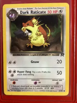 Dark Raticate 51/82 1st Edition Common Team Rocket Pokemon TCG NICE !! NP !! - Image 1
