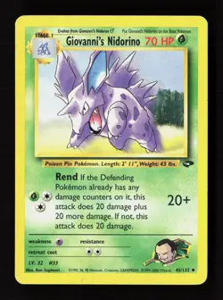 Giovanni's Nidorino 45/132 Uncommon Gym Challenge Pokemon Moderately Played - Image 1